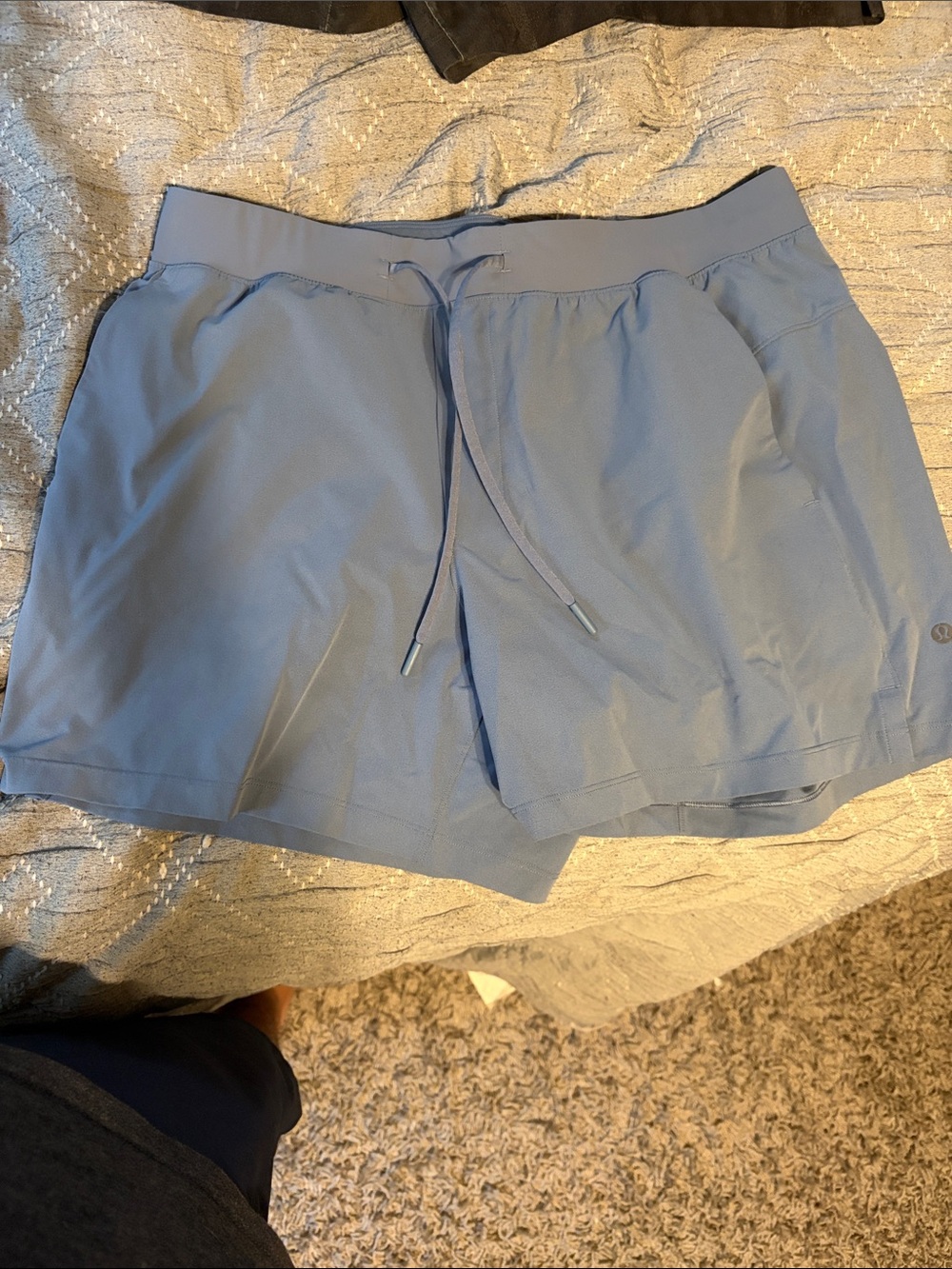 Light Blue Athletic Drawstring Shorts
5 in inseam